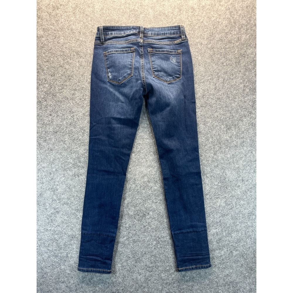 Distressed Dark Wash Women’s Jeans with Leopard Patch - Picture 10 of 13